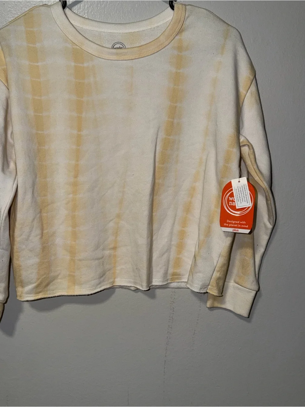 wonder nation Pale Yellow Tie-Dye Crewneck Sweatshirt